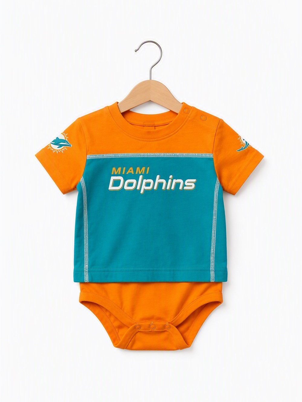 Official NFL Miami Dolphins Infant Colorblock Bodysuit 6/9M